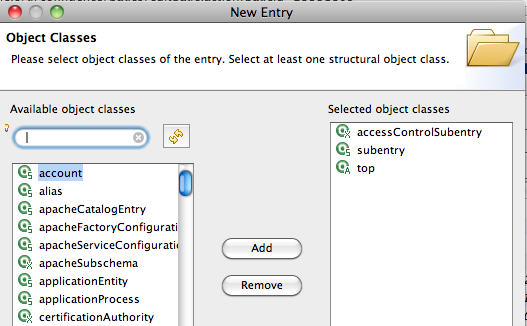 ObjectClass selection